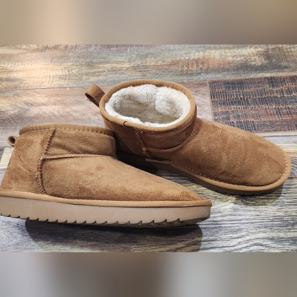 Cozy Tan Suede Ankle Boots - Picture 1 of 6